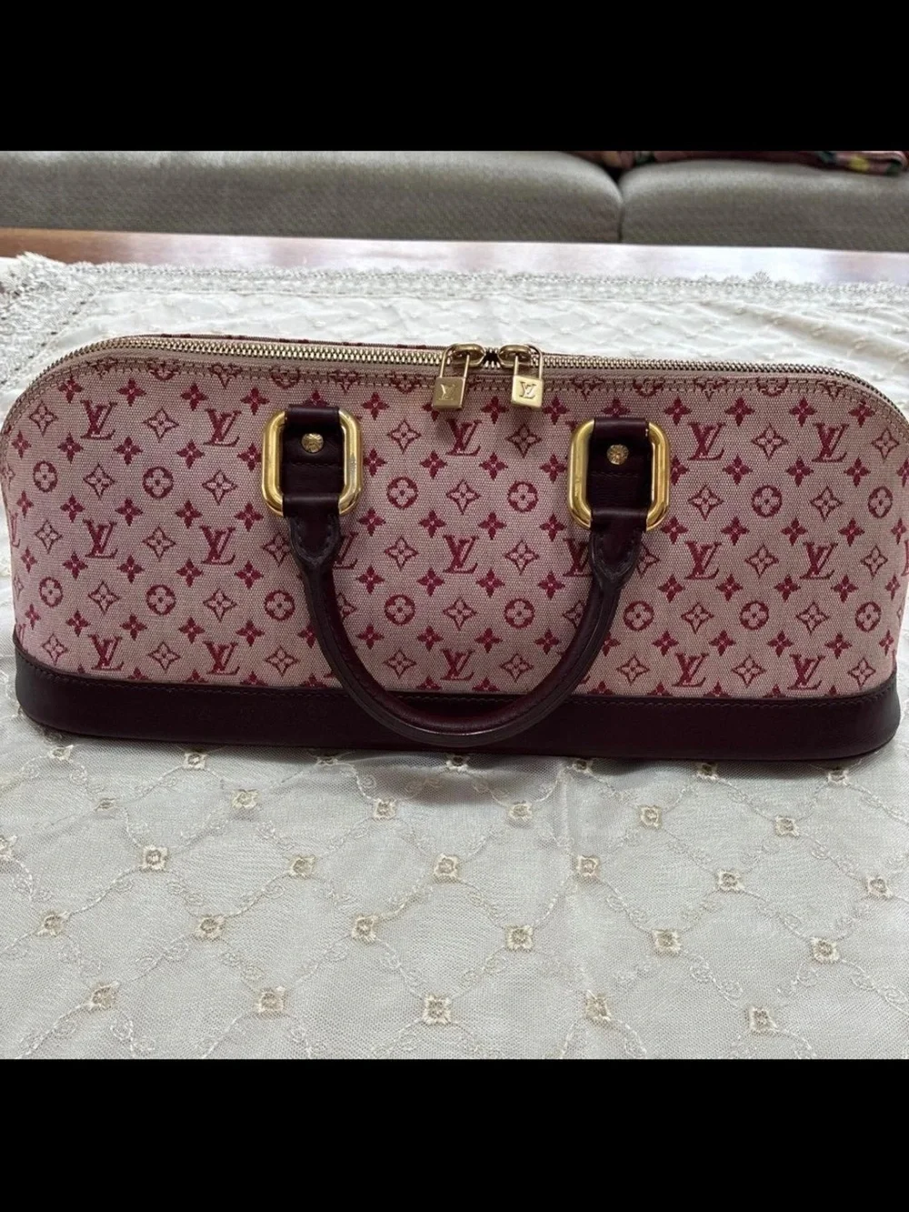 Louis Vuitton Pink and Dark Brown Monogram Satchel